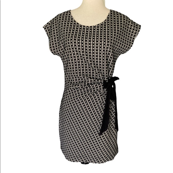 Anthropologie Saturday Sunday Isabel Polka Dot Print Faux Wrap Bow Dress - S - Picture 2 of 13